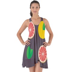 Wild Textures Grapefruits Pattern Lime Orange Show Some Back Chiffon Dress by Mariart