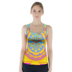 Triangle Orange Pink Racer Back Sports Top by Mariart