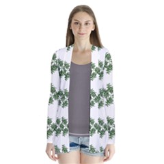 Nature Motif Pattern Design Drape Collar Cardigan