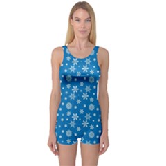 Xmas Pattern One Piece Boyleg Swimsuit