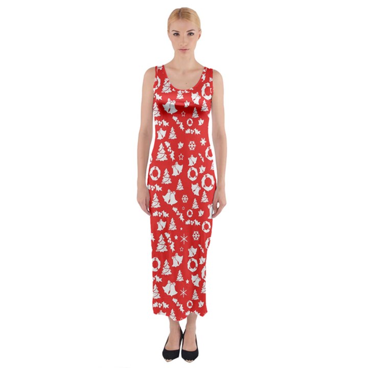 Xmas pattern Fitted Maxi Dress