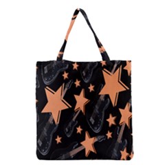 Guitar Star Rain Grocery Tote Bag by SpaceyQT