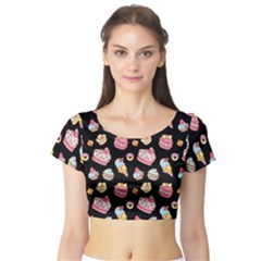 Sweet Pattern Short Sleeve Crop Top by Valentinaart