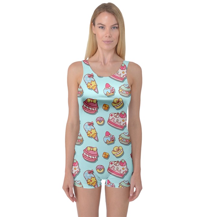 Sweet pattern One Piece Boyleg Swimsuit