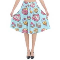 Sweet Pattern Flared Midi Skirt by Valentinaart