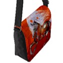 Steampunk, Wonderful Wild Steampunk Horse Flap Messenger Bag (S) View2