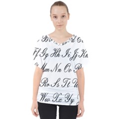 Alphabet Embassy Font V-neck Dolman Drape Top