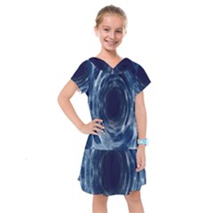 Worm Hole Line Space Blue Kids  Drop Waist Dress