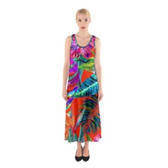 Aloha Hawaiian Flower Floral Sexy Summer Orange Sleeveless Maxi Dress by Mariart