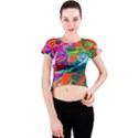 Aloha Hawaiian Flower Floral Sexy Summer Orange Crew Neck Crop Top View1