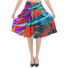 Aloha Hawaiian Flower Floral Sexy Summer Orange Flared Midi Skirt by Mariart