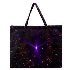 Animation Plasma Ball Going Hot Explode Bigbang Supernova Stars Shining Light Space Universe Zooming Zipper Large Tote Bag
