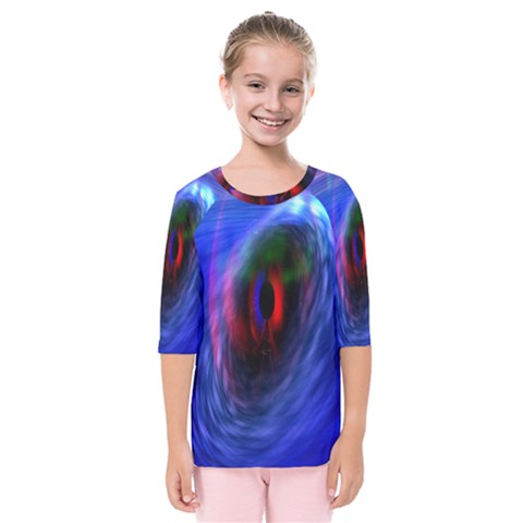 Black Hole Blue Space Galaxy Kids  Quarter Sleeve Raglan Tee by Mariart