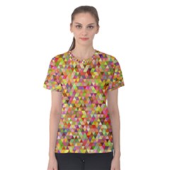 Multicolored Mixcolor Geometric Pattern Women s Cotton Tee