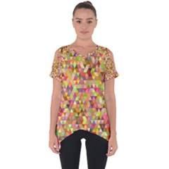 Multicolored Mixcolor Geometric Pattern Cut Out Side Drop Tee by paulaoliveiradesign