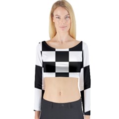 Grid Domino Bank And Black Long Sleeve Crop Top by Nexatart