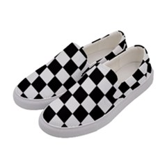 Grid Domino Bank And Black Women s Canvas Slip Ons by Nexatart