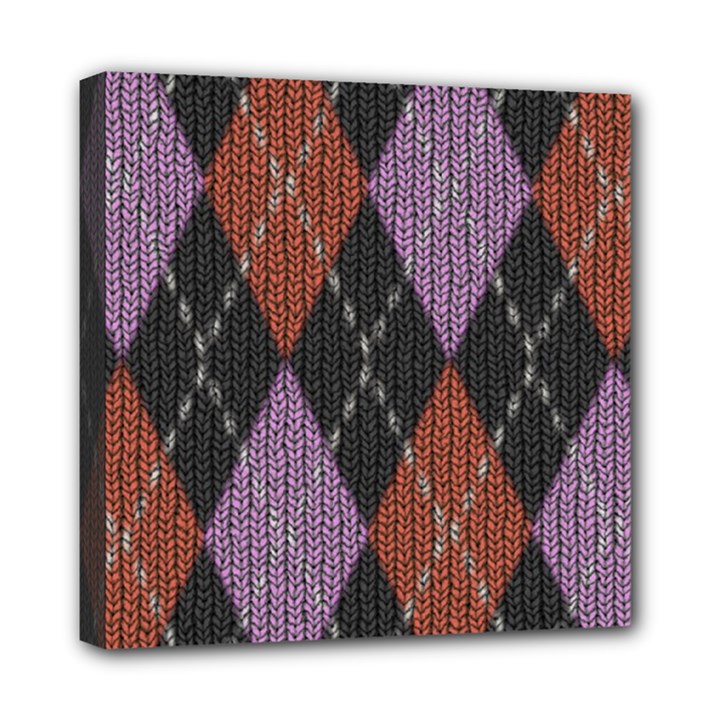 Knit Geometric Plaid Fabric Pattern Mini Canvas 8  x 8 