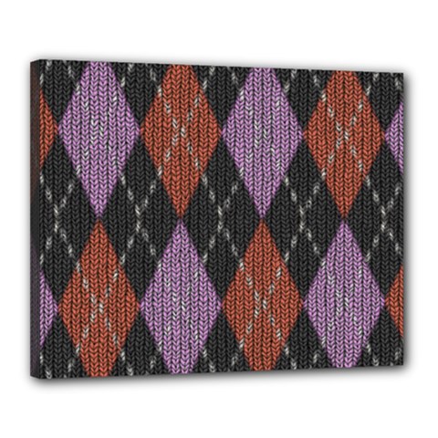 Knit Geometric Plaid Fabric Pattern Canvas 20  X 16  by paulaoliveiradesign