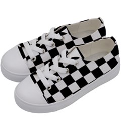 Grid Domino Bank And Black Kids  Low Top Canvas Sneakers by Nexatart