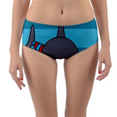 Shark Sea Fish Animal Ocean Reversible Mid-waist Bikini Bottoms by Nexatart