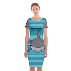 Shark Sea Fish Animal Ocean Classic Short Sleeve Midi Dress