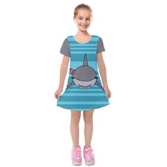 Shark Sea Fish Animal Ocean Kids  Short Sleeve Velvet Dress
