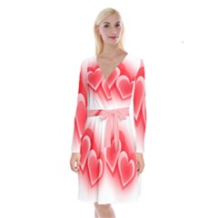 Heart Love Romantic Art Abstract Long Sleeve Velvet Front Wrap Dress