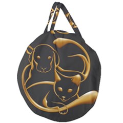 Gold Dog Cat Animal Jewel Dor¨| Giant Round Zipper Tote by Nexatart