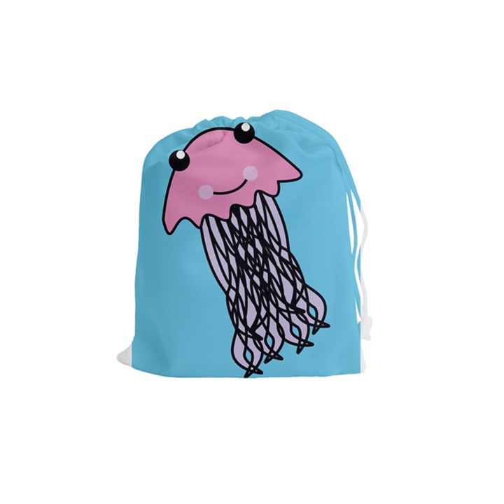 Jellyfish Cute Illustration Cartoon Drawstring Pouches (Medium) 