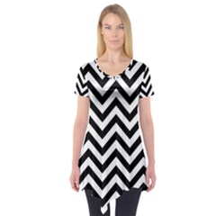 Wave Background Fashion Short Sleeve Tunic  by Nexatart