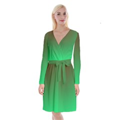 Course Colorful Pattern Abstract Green Long Sleeve Velvet Front Wrap Dress