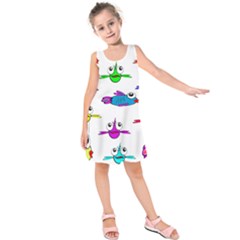 Fish Swim Cartoon Funny Cute Kids  Sleeveless Dress by Nexatart