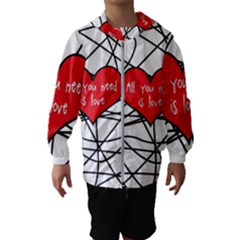 Love Abstract Heart Romance Shape Hooded Wind Breaker (kids)