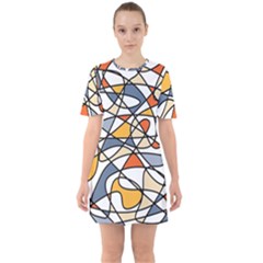 Abstract Background Abstract Sixties Short Sleeve Mini Dress