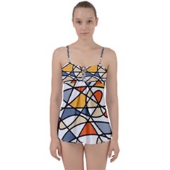 Abstract Background Abstract Babydoll Tankini Set