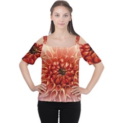 Dahlia Flower Joy Nature Luck Cutout Shoulder Tee