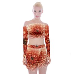 Dahlia Flower Joy Nature Luck Off Shoulder Top With Skirt Set by Nexatart