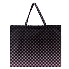 Halftone Background Pattern Black Zipper Large Tote Bag