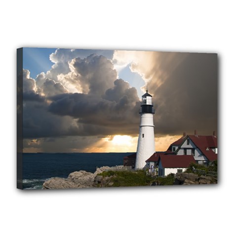 Lighthouse Beacon Light House Canvas 18  X 12  by Nexatart