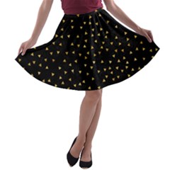 Grunge Pattern Black Triangles A-line Skater Skirt