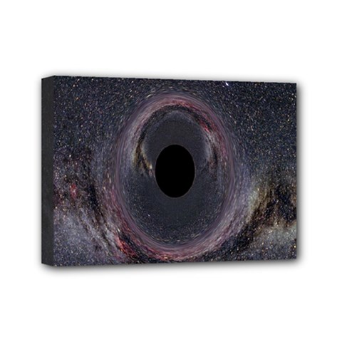 Black Hole Blue Space Galaxy Star Mini Canvas 7  x 5 