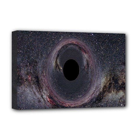 Black Hole Blue Space Galaxy Star Deluxe Canvas 18  X 12   by Mariart