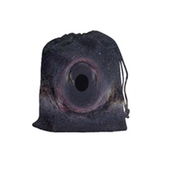 Black Hole Blue Space Galaxy Star Drawstring Pouches (Large) 