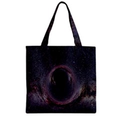 Black Hole Blue Space Galaxy Star Zipper Grocery Tote Bag by Mariart