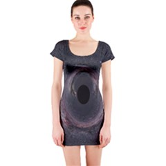 Black Hole Blue Space Galaxy Star Short Sleeve Bodycon Dress