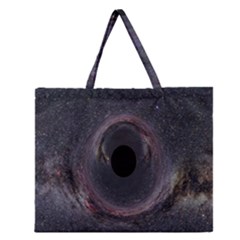 Black Hole Blue Space Galaxy Star Zipper Large Tote Bag