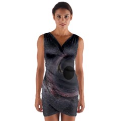 Black Hole Blue Space Galaxy Star Wrap Front Bodycon Dress