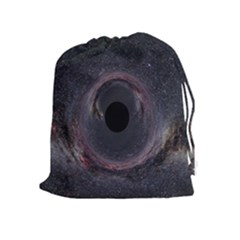 Black Hole Blue Space Galaxy Star Drawstring Pouches (Extra Large)