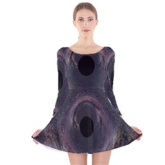 Black Hole Blue Space Galaxy Star Long Sleeve Velvet Skater Dress